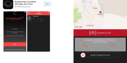 Boomerang Cyclotrac Bike Alarm Gps Mobile App Ios Armed