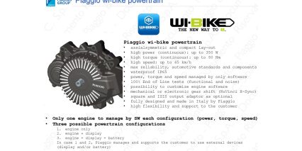 Piaggio Wi Bike Custom Motor Specs