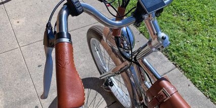 California Bicycle Factory Retro R Stitched Leather Grips Display Controls