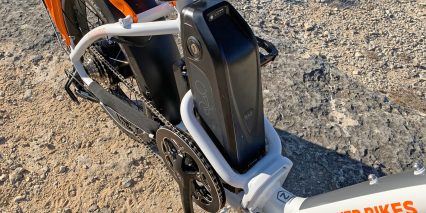 Rad Power Bikes Radmini Step Thru 2 Battery Pack Mounted To Frame Protected By Tubing