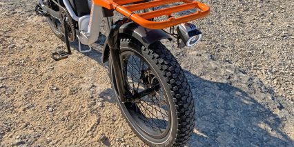 Rad Power Bikes Radmini Step Thru 2 Optional Orange Front Rack With Light Repositioned